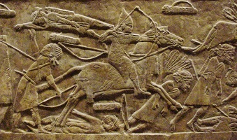 ancient Assyrian mounted archers in battle