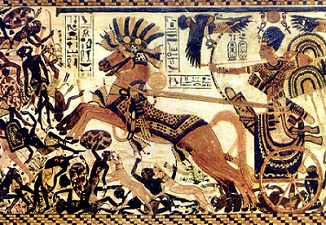King Tutankhamun in battle against Nubians